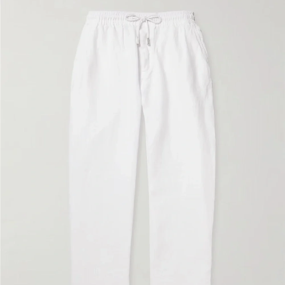 VILEBREQUIN 5X White Pacha Wide-Leg 100% Linen Drawstring Trousers